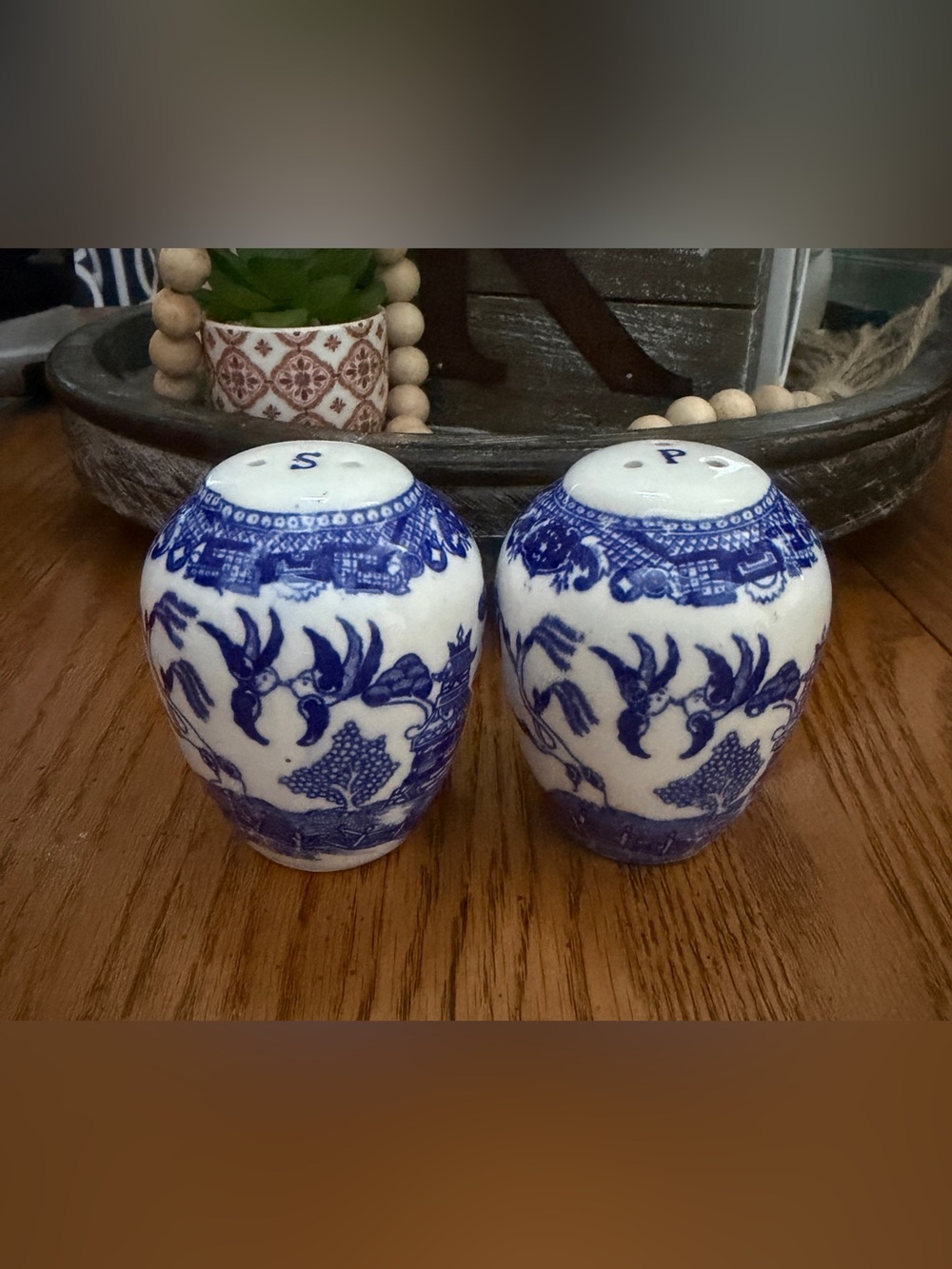 Vintage Blue Willow Salt & Pepper Shakers